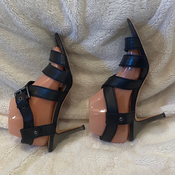 Coach Rapture Black Soft Leather Criss-Cross Strappy Slingback Heels Sz 9.5 EUC - Picture 3 of 9